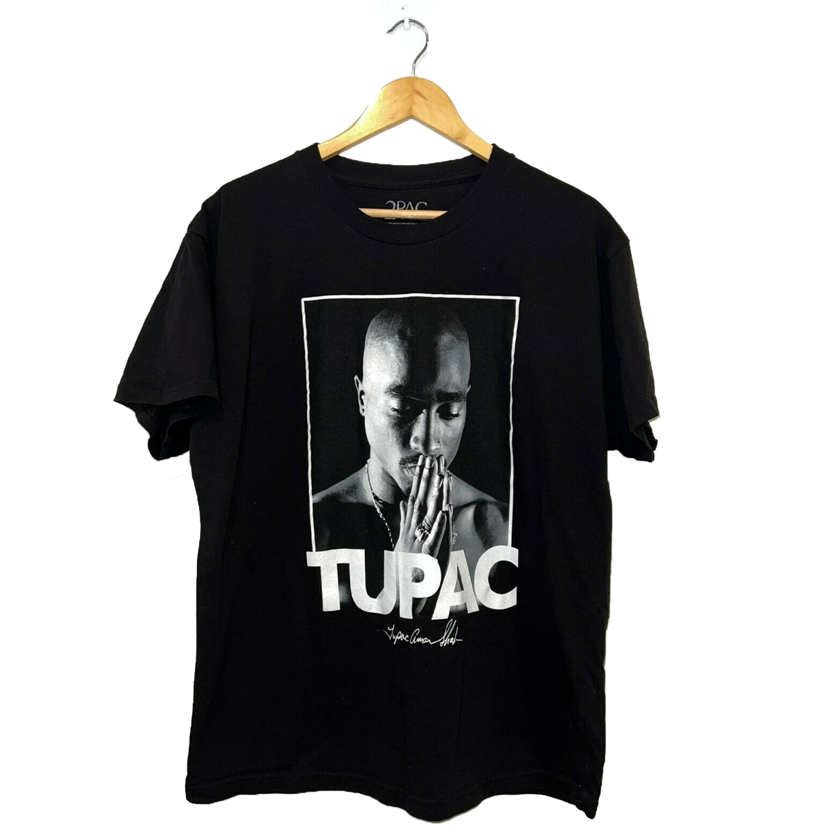 2PAC Rapper TUPAC SHAKUR Adult Men's L BLACK T-SHIRT RAP Hip Hop