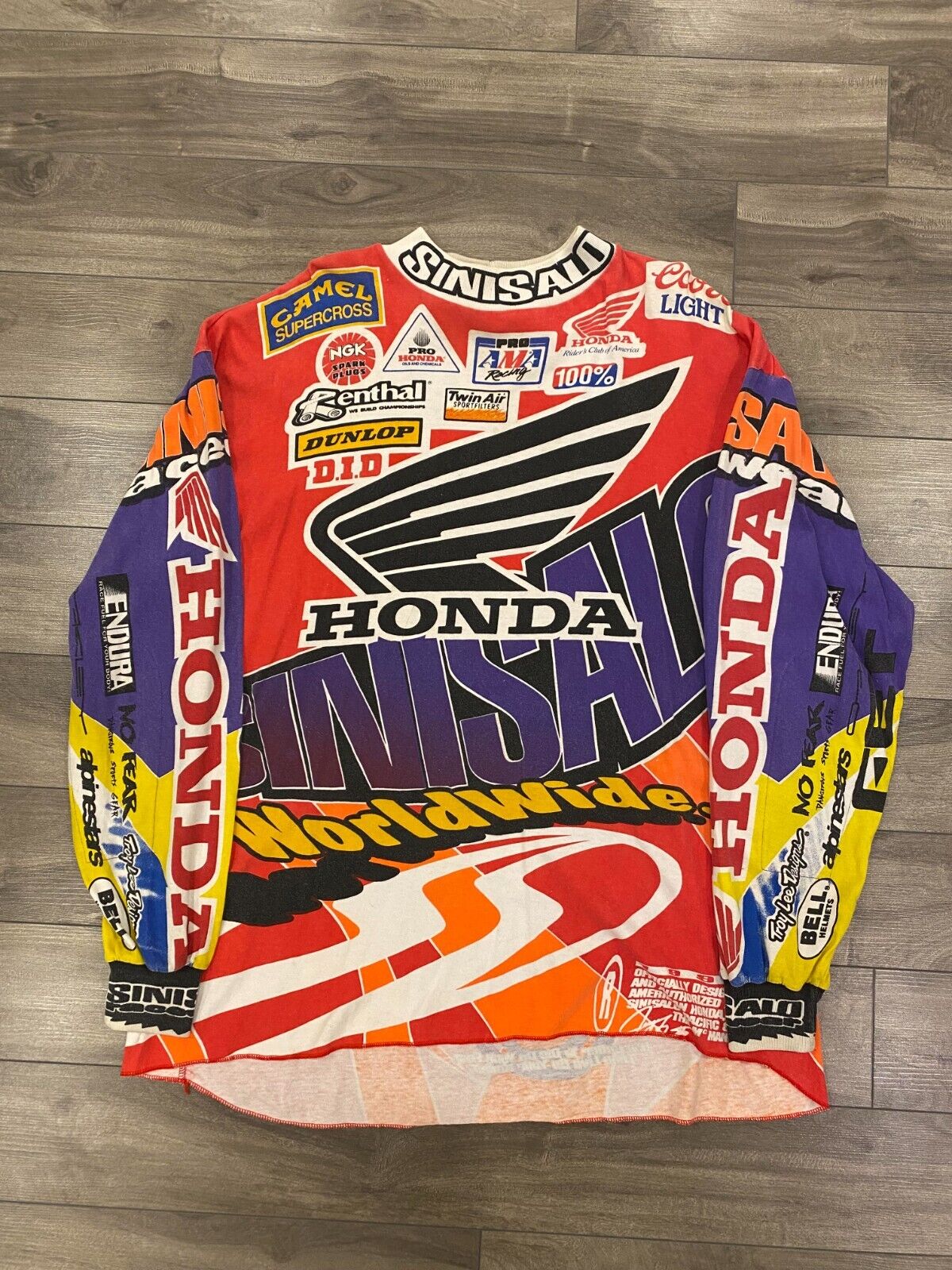 Vintage Sinisalo Motocross Jersey Longsleeve Shirt Mens XL Red Racing 1994