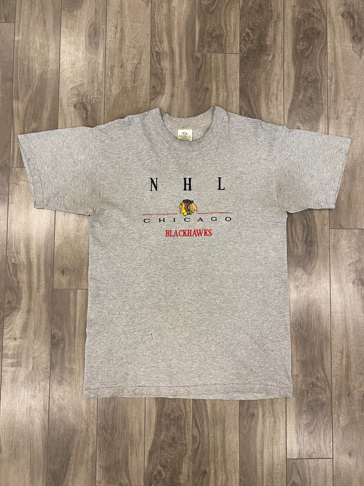 VINTAGE Chicago Blackhawks T Shirt Mens Large Gray NHL Hockey Casual 90s