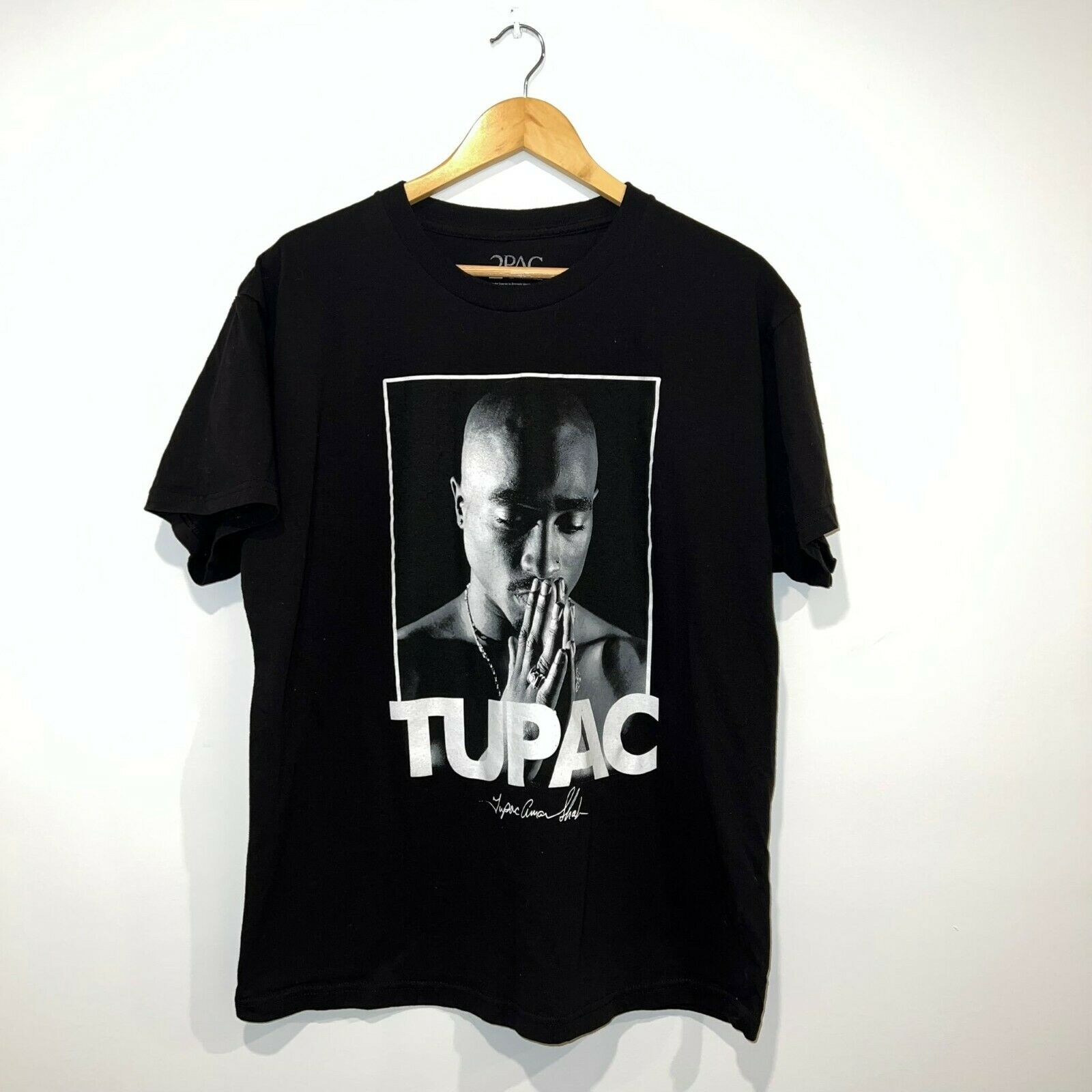 2PAC Rapper TUPAC SHAKUR Adult Men's L BLACK T-SHIRT RAP Hip Hop