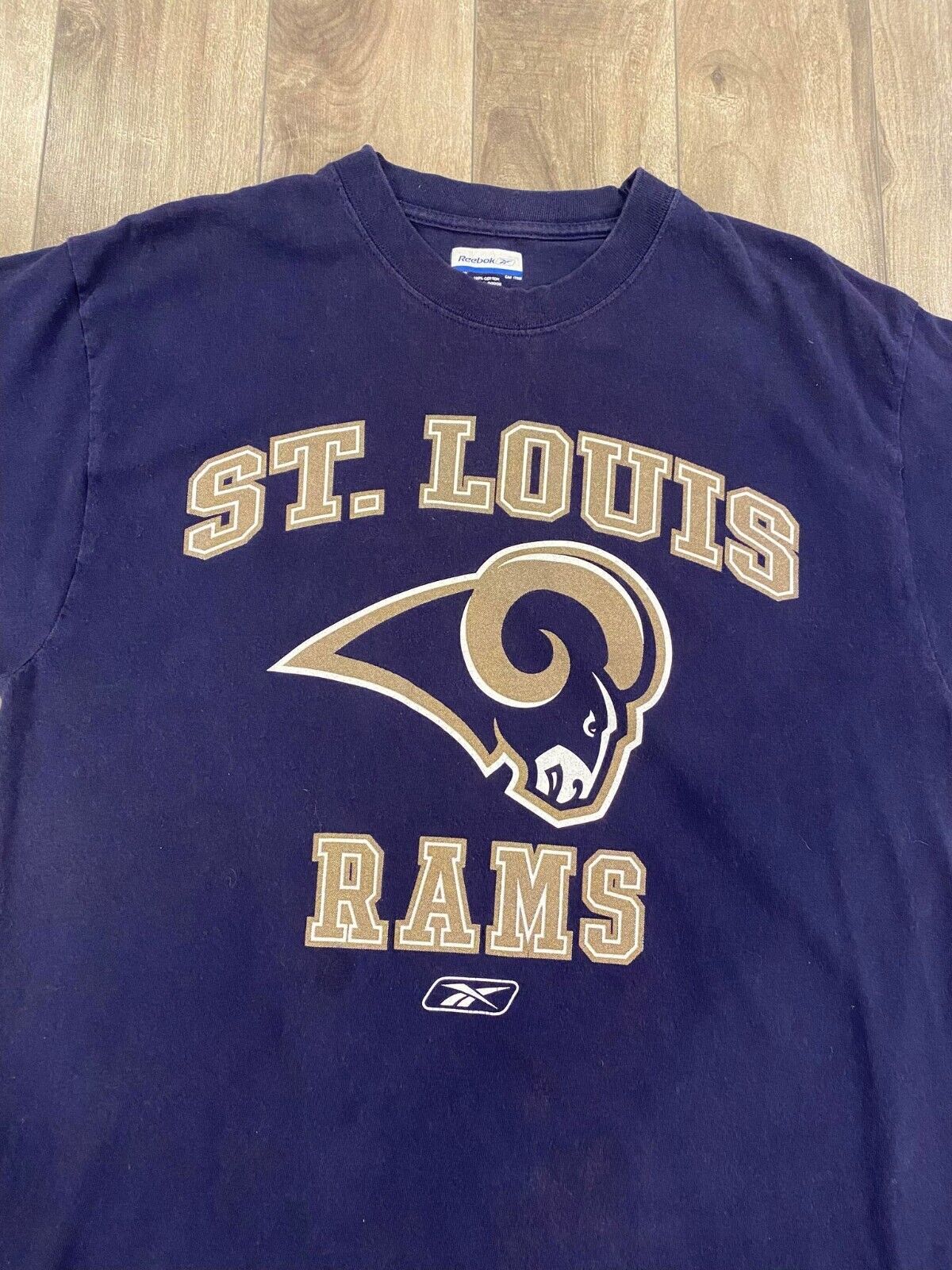 St Louis Rams T Shirt Mens Medium Blue Reebok NFL Football Casual