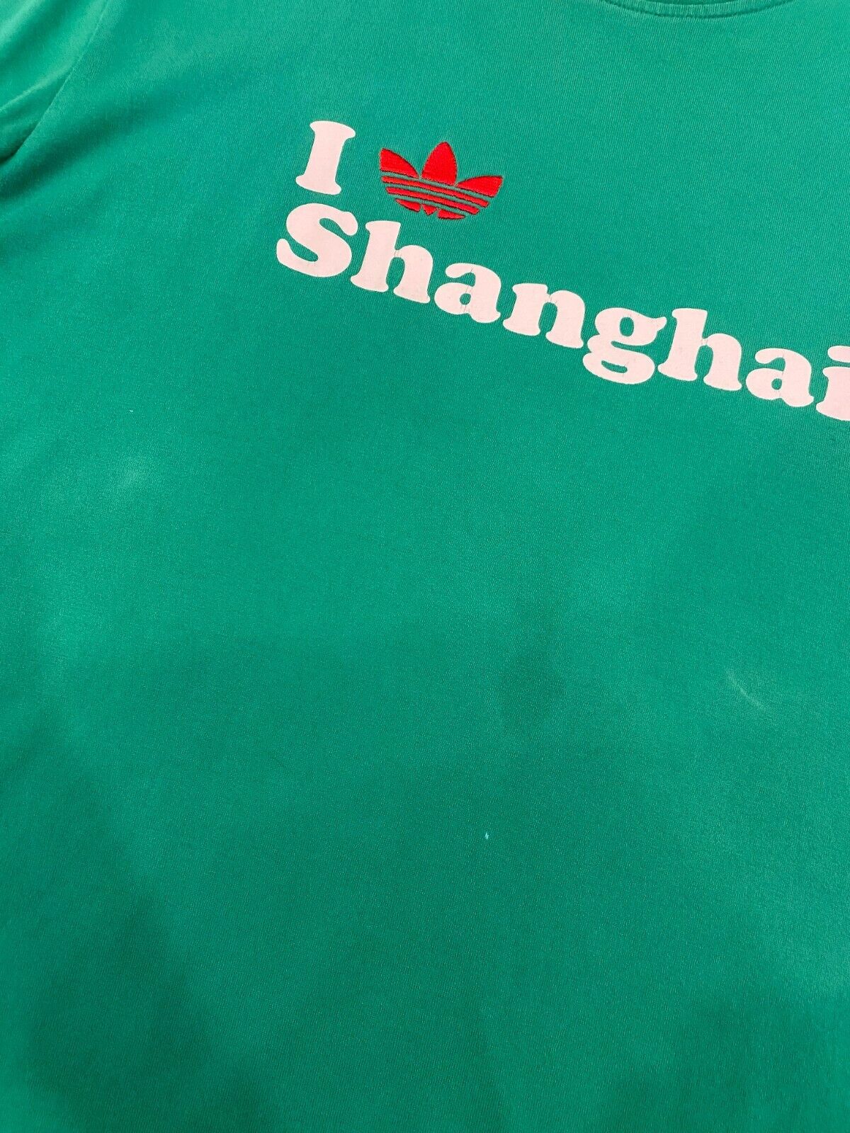 Adidas Trefoil Shanghai T Shirt Mens Extra Large Green Casual Logo