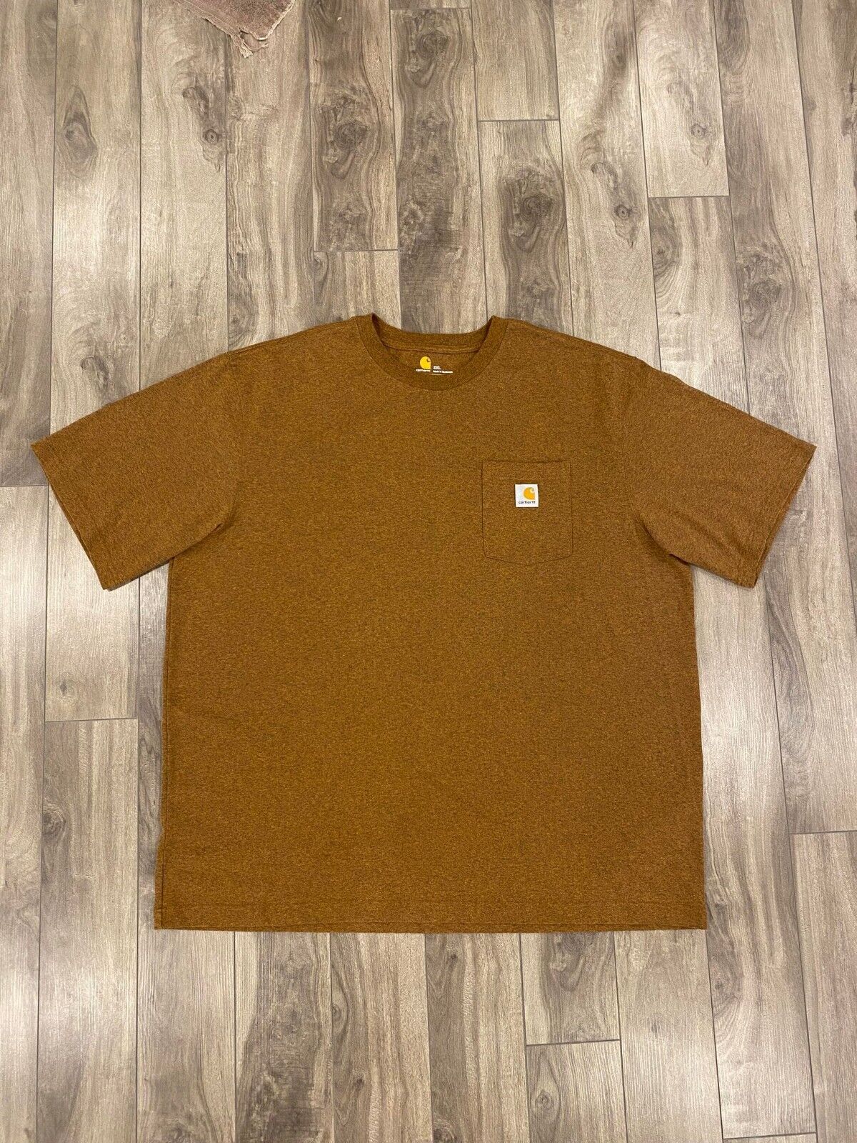 Carhartt Pocket T Shirt Mens 2XL XXL Orange Brown WorkWear Outdoors Original Fit