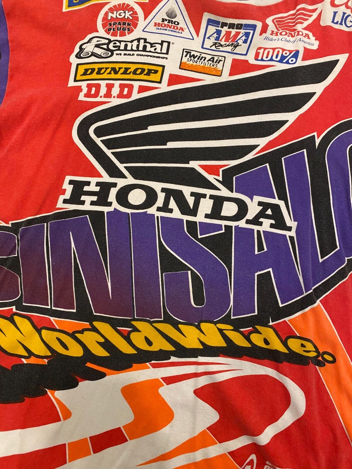 Vintage Sinisalo Motocross Jersey Longsleeve Shirt Mens XL Red Racing 1994