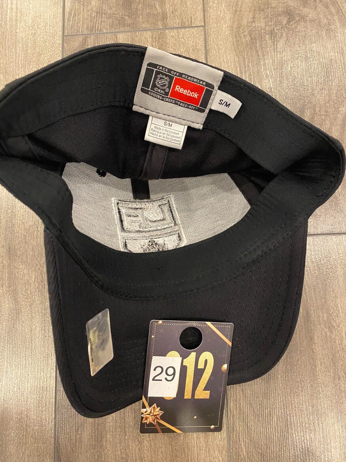 Los Angeles Kings Hat Cap Fitted Mens Small/Medium Black Stretch Fit Reebok NHL
