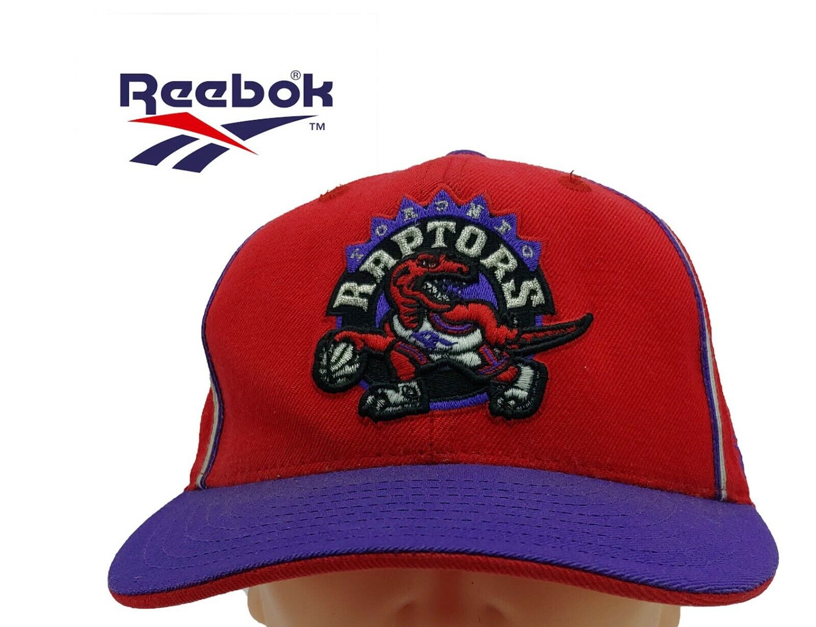 Toronto Raptors NBA Reebok Red and Purple Fitted 71/2 Hat/ Cap