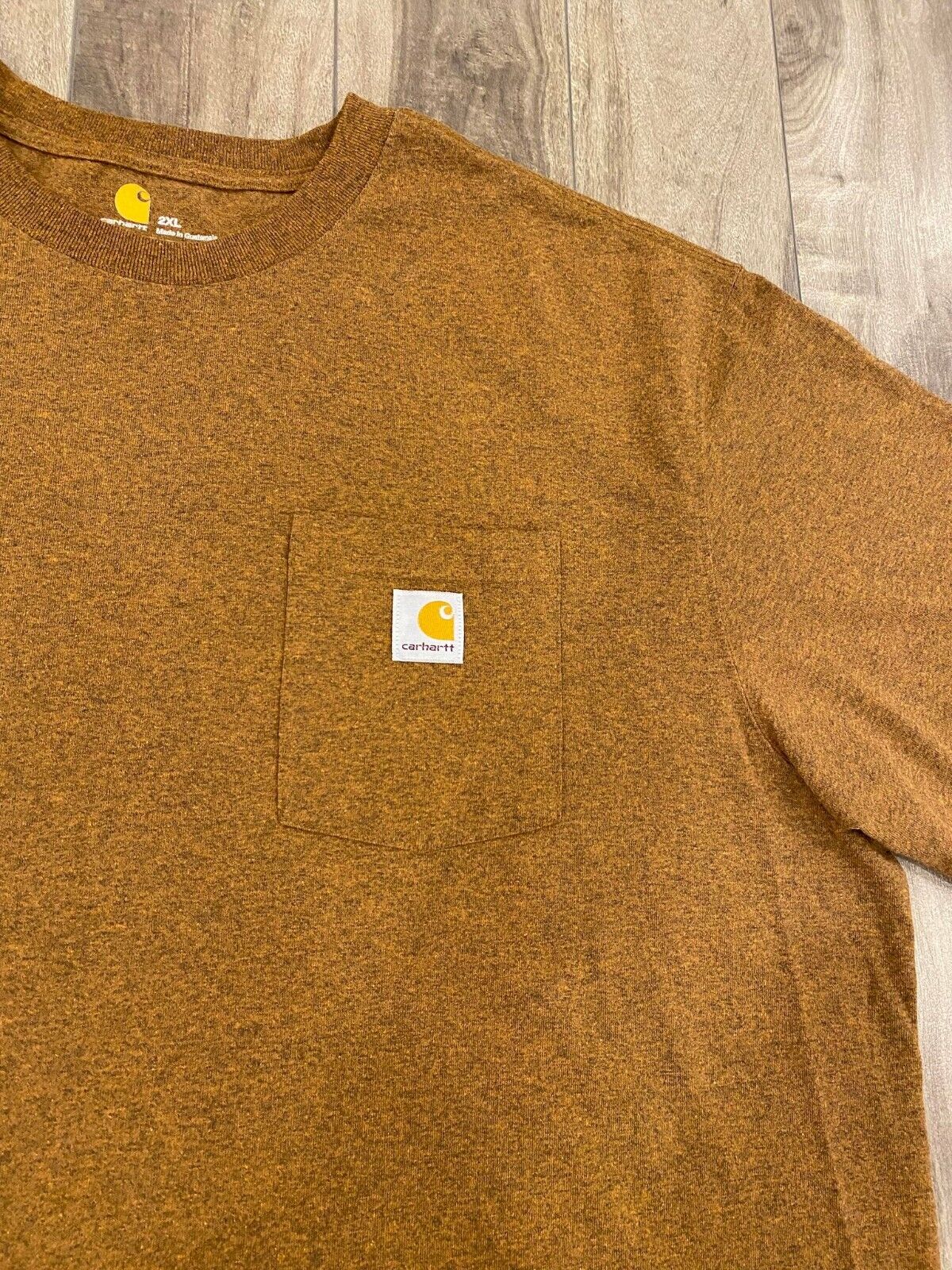 Carhartt Pocket T Shirt Mens 2XL XXL Orange Brown WorkWear Outdoors Original Fit