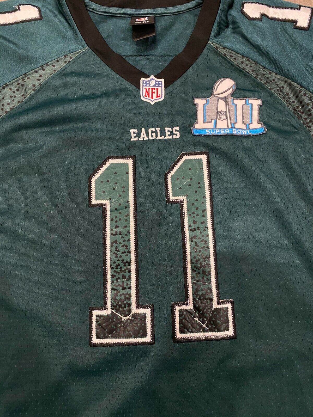 Philadelphia Eagles Carson Wentz Jersey Mens 48 Green Super Bowl LII NFL Nike